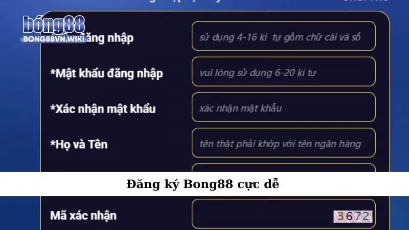 Đăng ký Bong88 cực dễ