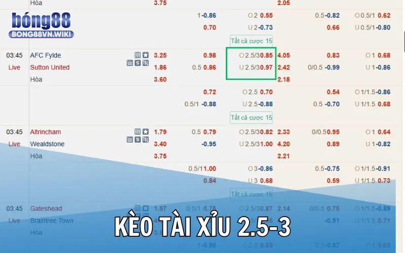 Giới thiệu kèo O/U 2.5-3